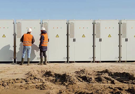 Commerciële batterijopslag in aanbouw