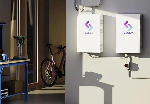 Sessy thuisbatterijen in een garage