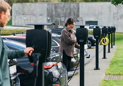 Gebruikers van Zaptec Pro laadpalen op een parkeerplaats